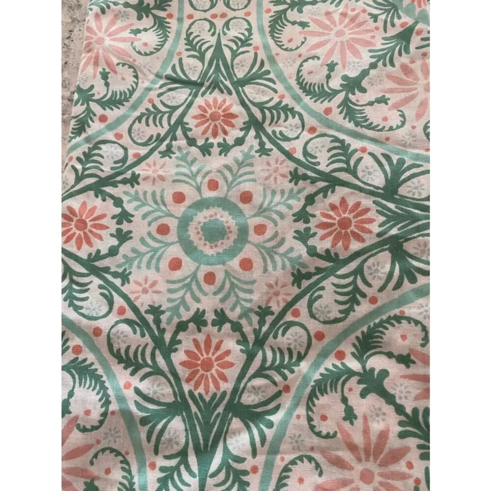 Opalhouse Medallion Green and Coral Floral with tassels Shower Curtain